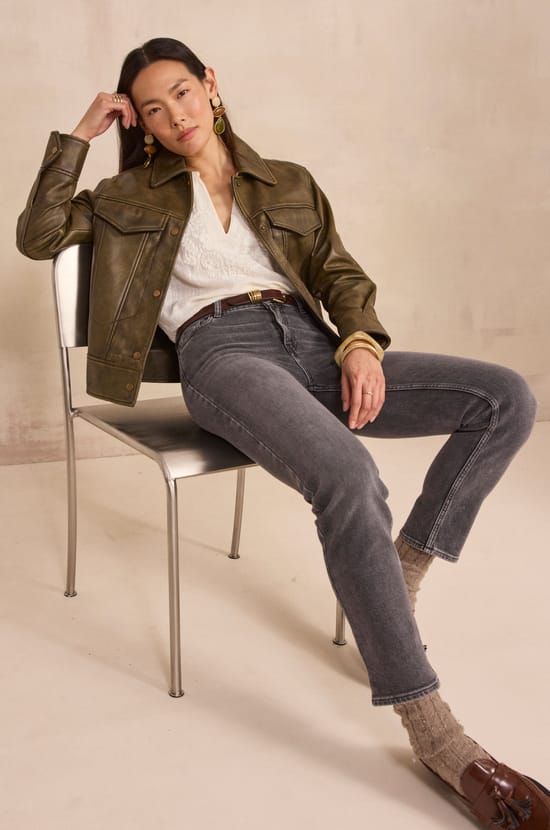 3/4 sleeve embroidered cotton blouse DELICATE;${refinementColor}