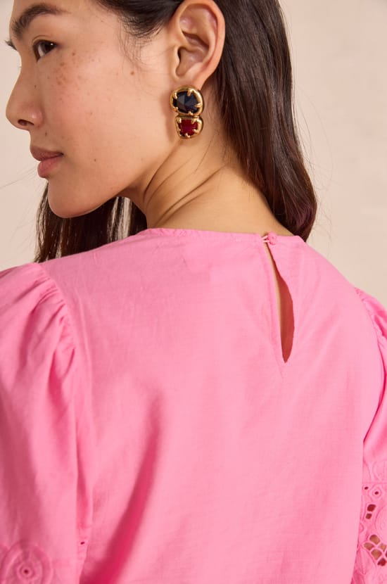 Embroidered blouse with 3/4 sleeves DAWSON;${refinementColor}