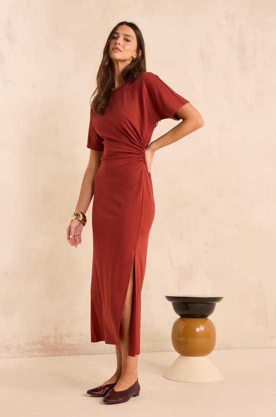Slim cotton blend dress BRISBANE;${refinementColor}