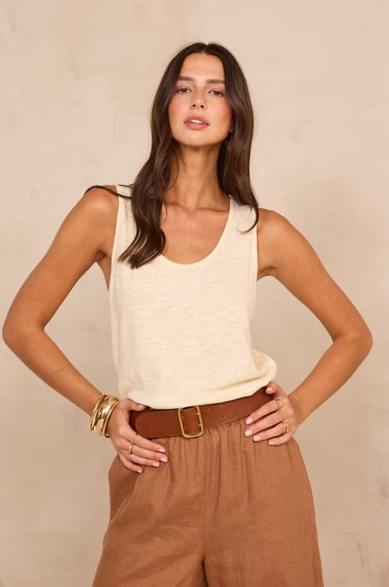 Cotton and hemp tank top LOVE;${refinementColor}
