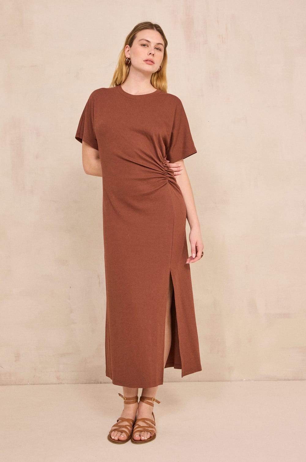 Robe slim en coton m&eacute;lang&eacute; BRISBANE;${refinementColor}