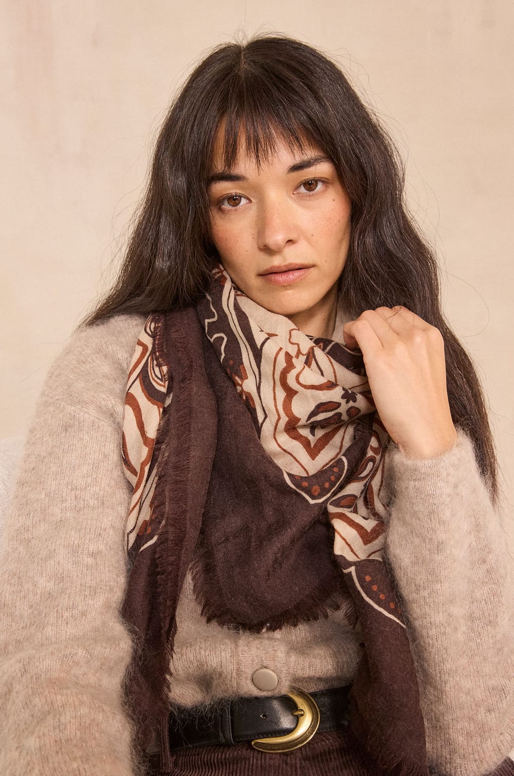 Printed wool scarf REMY;${refinementColor}
