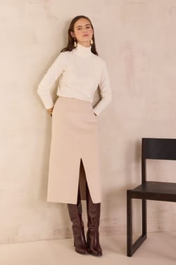 OLIVIA 100% wool straight skirt;${refinementColor}