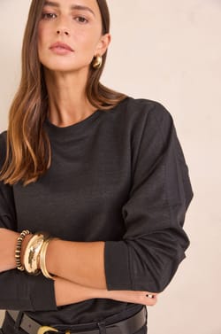 Sweat-shirt en lin et coton LISA;${refinementColor}