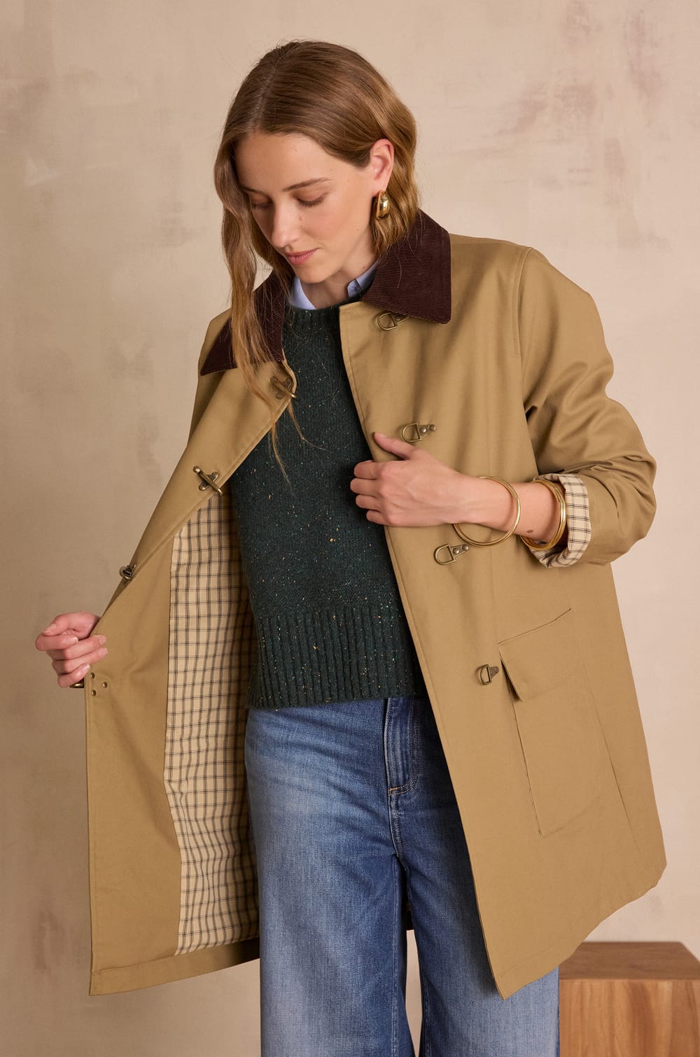 DANAE long cotton trench coat;${refinementColor}