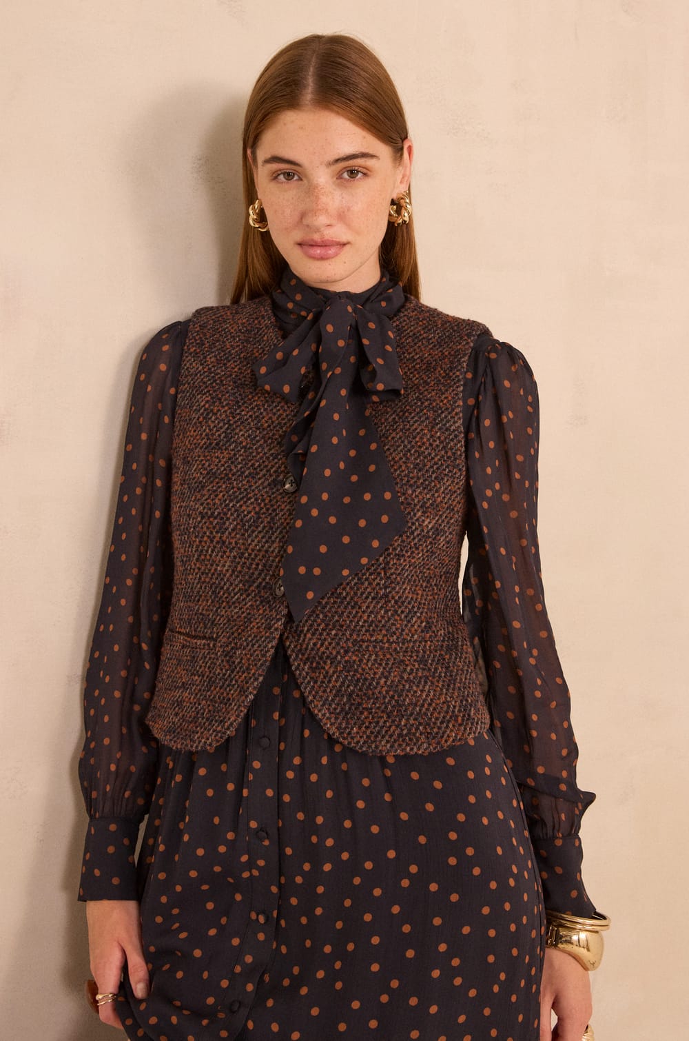 Sleeveless tweed vest in blended wool PHARELL;${refinementColor}