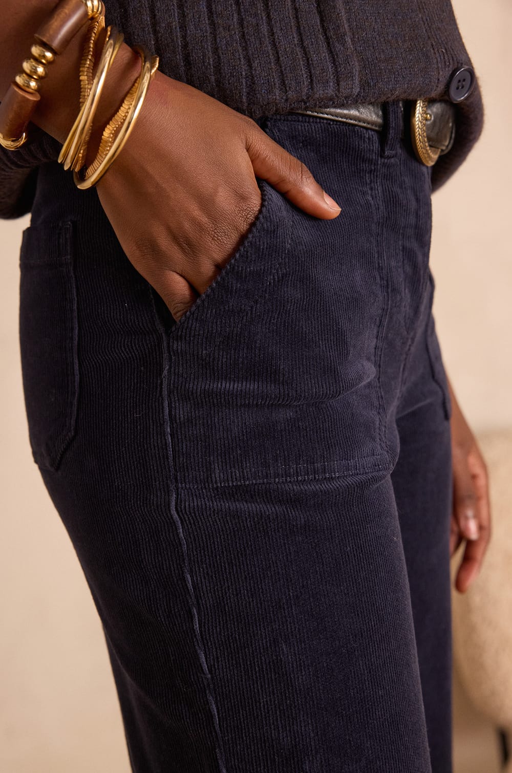 SELYNA corduroy chino trousers;${refinementColor}