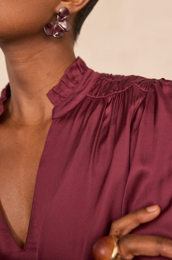Blouse &agrave; manches longues en viscose MAEVA BL SATIN;${refinementColor}
