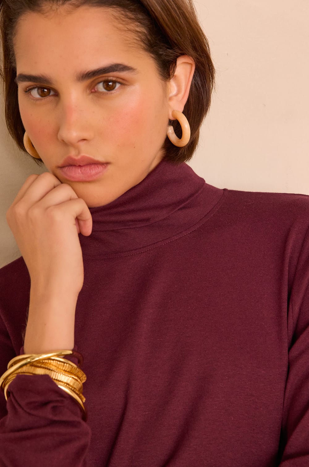 FERGUIE cotton turtleneck T-shirt;${refinementColor}