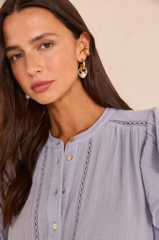 Short-sleeved cotton blouse DELHI;${refinementColor}