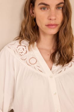 Long Sleeve Blouse Mixed Cotton DOLLY;${refinementColor}