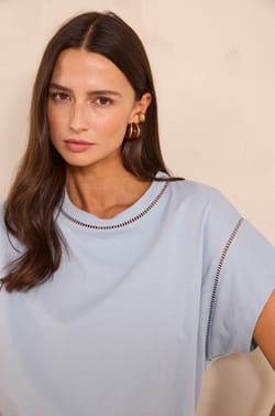 Short-sleeve cotton T-shirt LOUISE;${refinementColor}