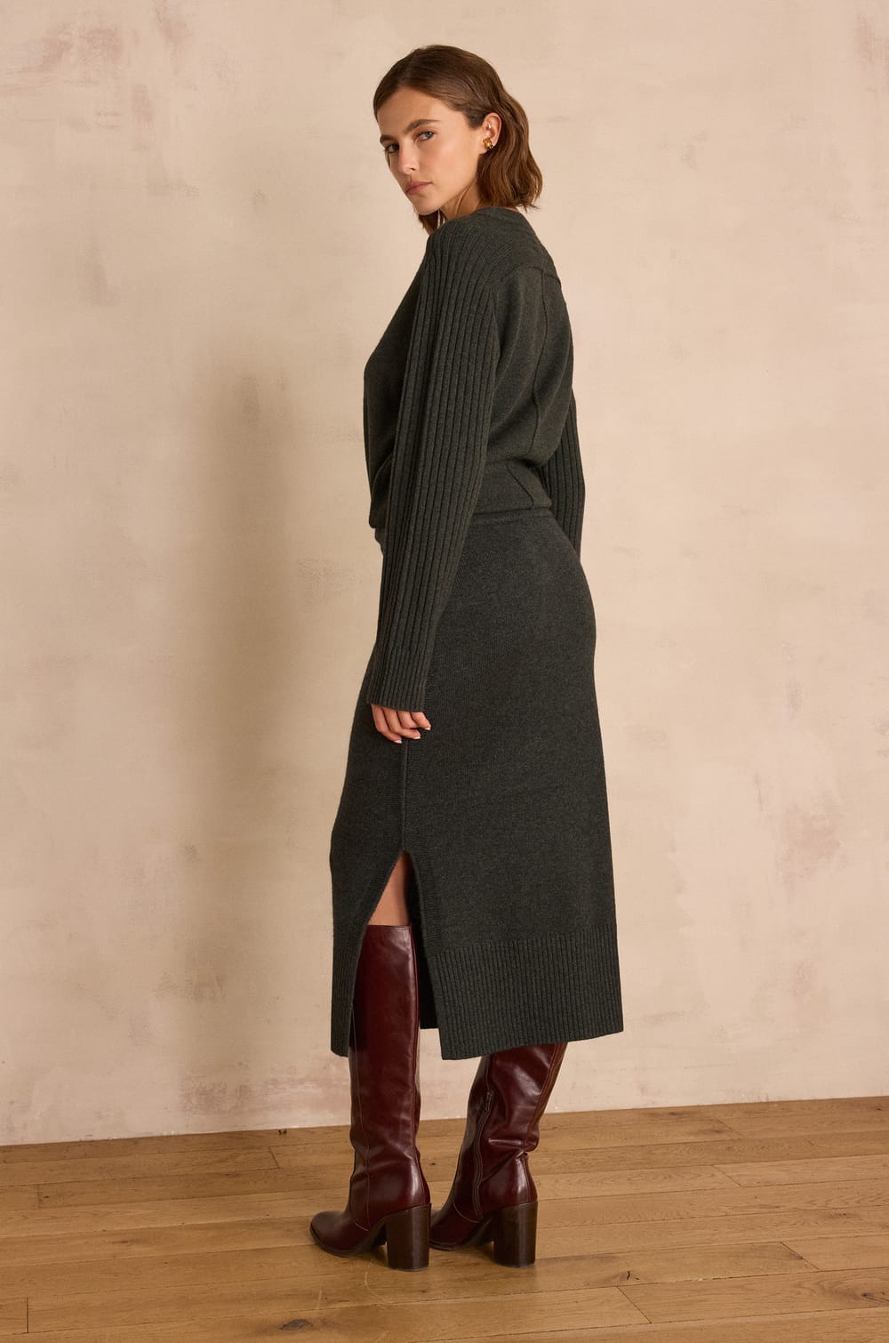 Jupe longue EMILIE en laine;${refinementColor}