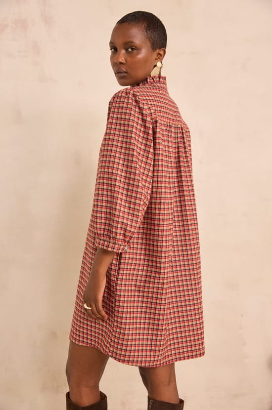 Robe fluide &agrave; carreaux PARKER;${refinementColor}