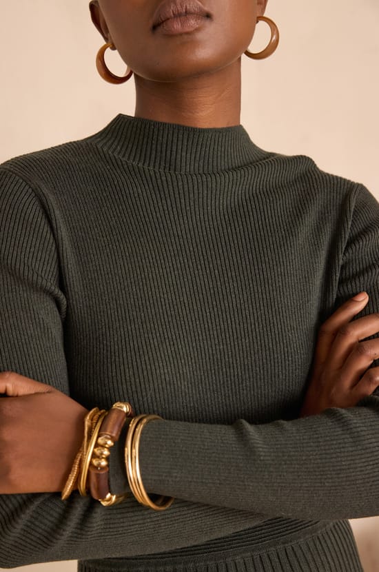 MARTIKA pleated knit dress;${refinementColor}