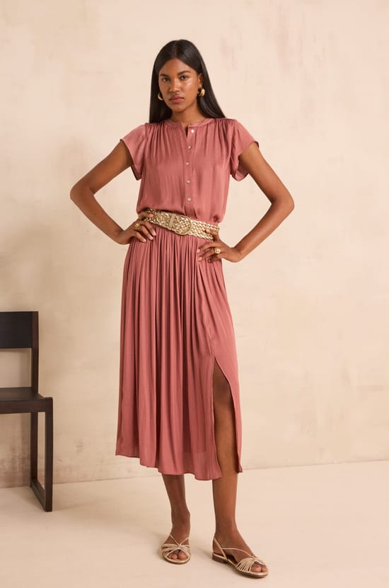 Jupe longue satin&eacute;e Juliana;${refinementColor}