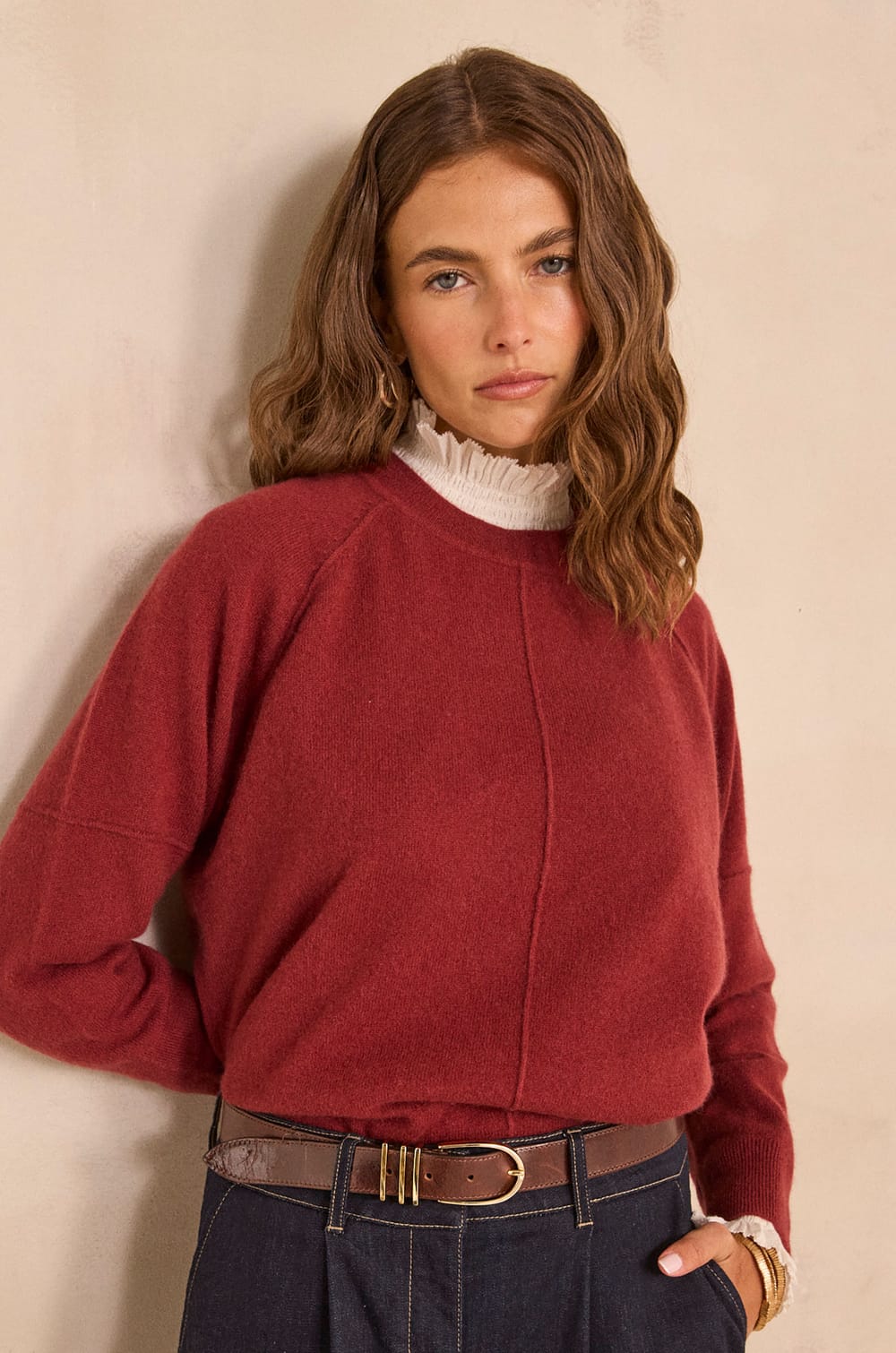 Pull manches longues en cachemire 2 fils ARY;${refinementColor}
