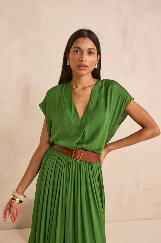 Satin short-sleeved top PHANY;${refinementColor}