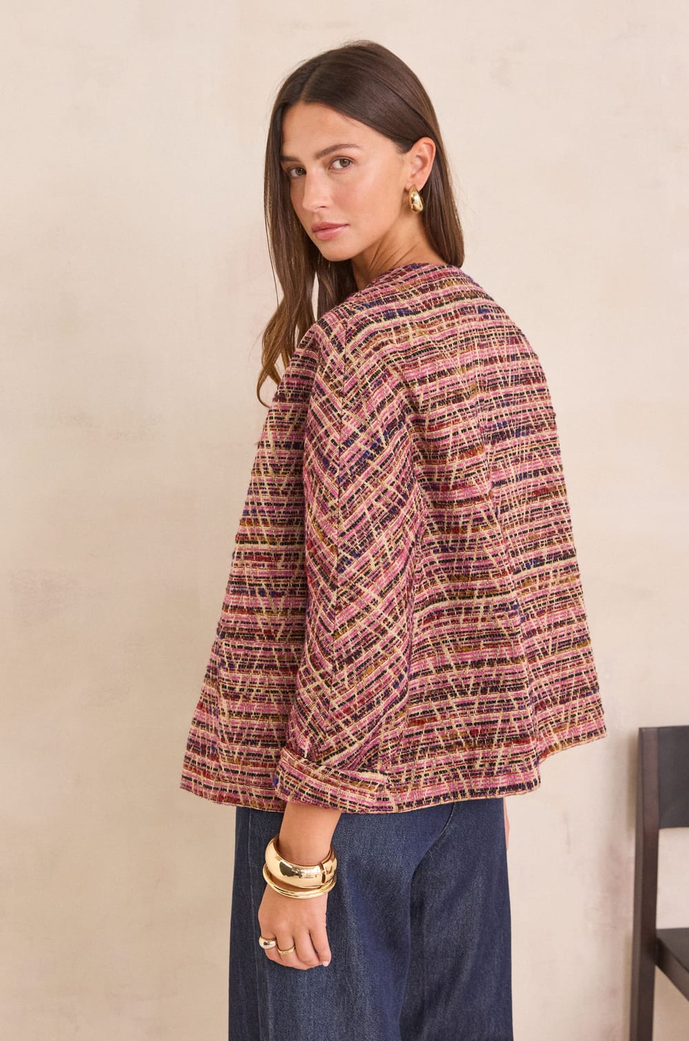 CAROLINE jacquard pattern jacket;${refinementColor}