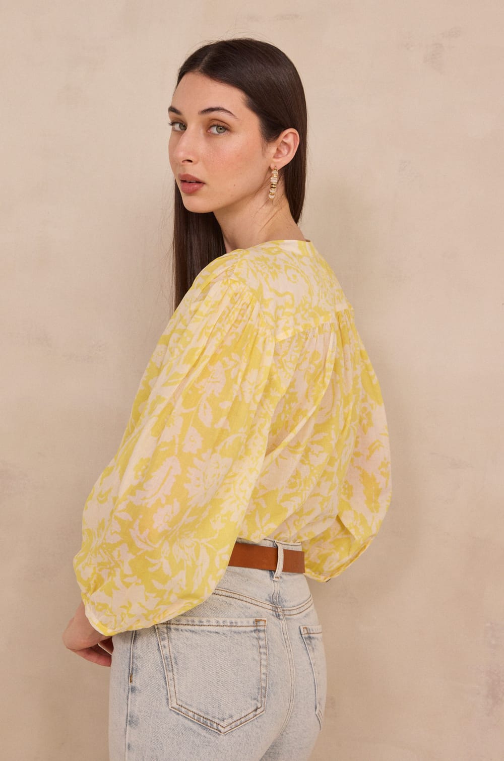 Printed long sleeve cotton blouse DEVONA;${refinementColor}