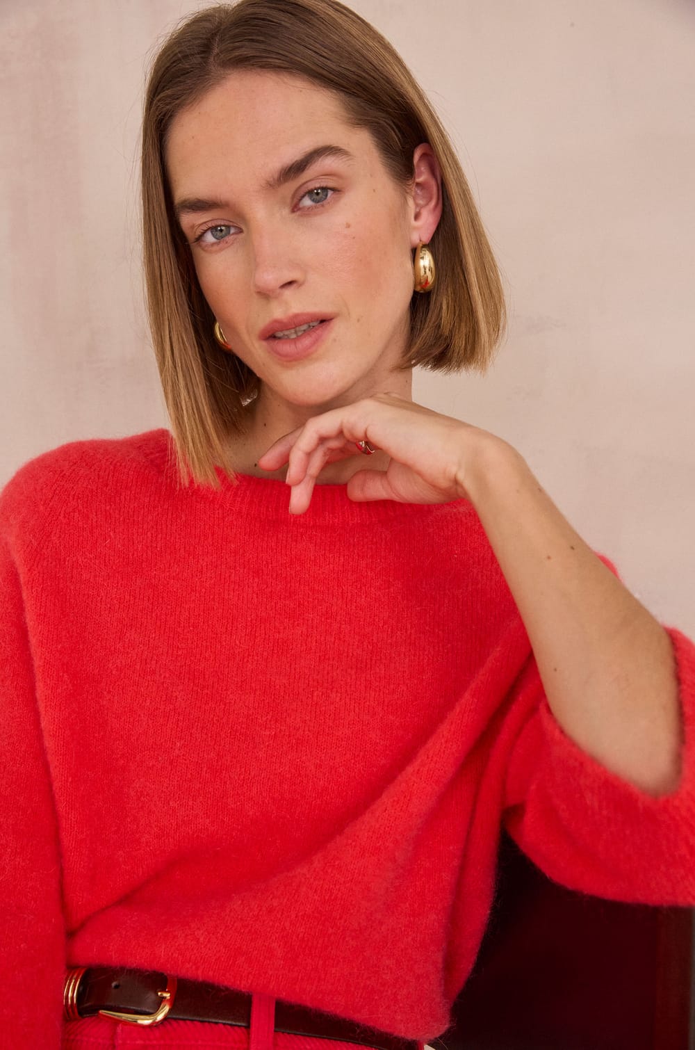 PHOEBE 3/4 sleeve jumper;${refinementColor}