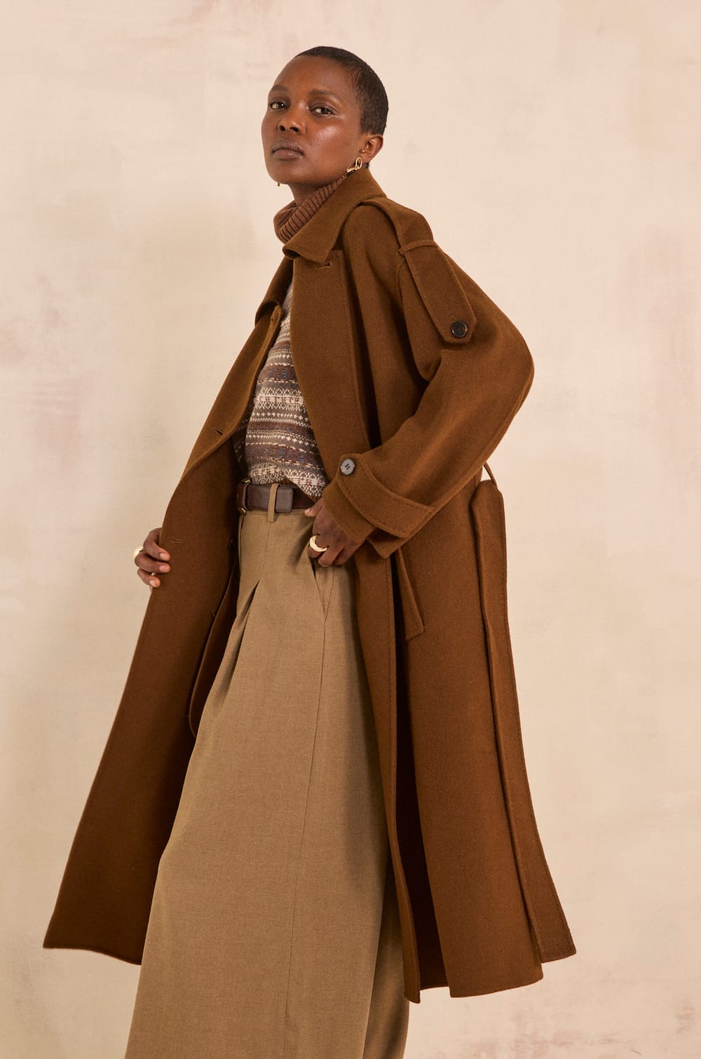 CASSANDRE long wool blend coat;${refinementColor}