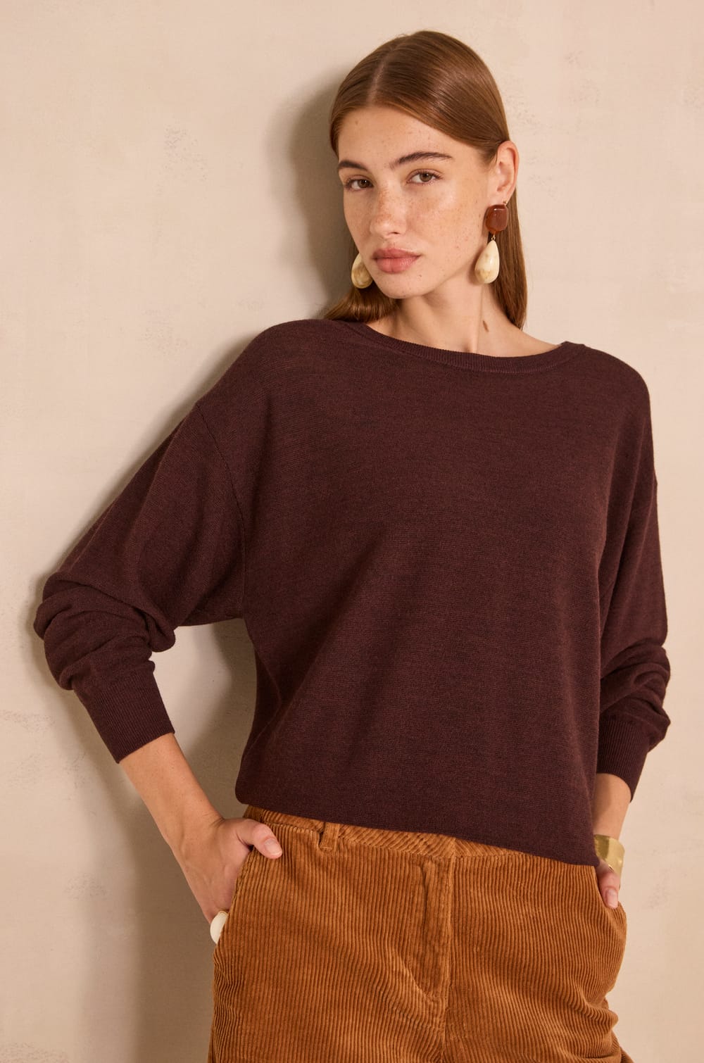 Long sleeve mixed wool sweater ALEA;${refinementColor}