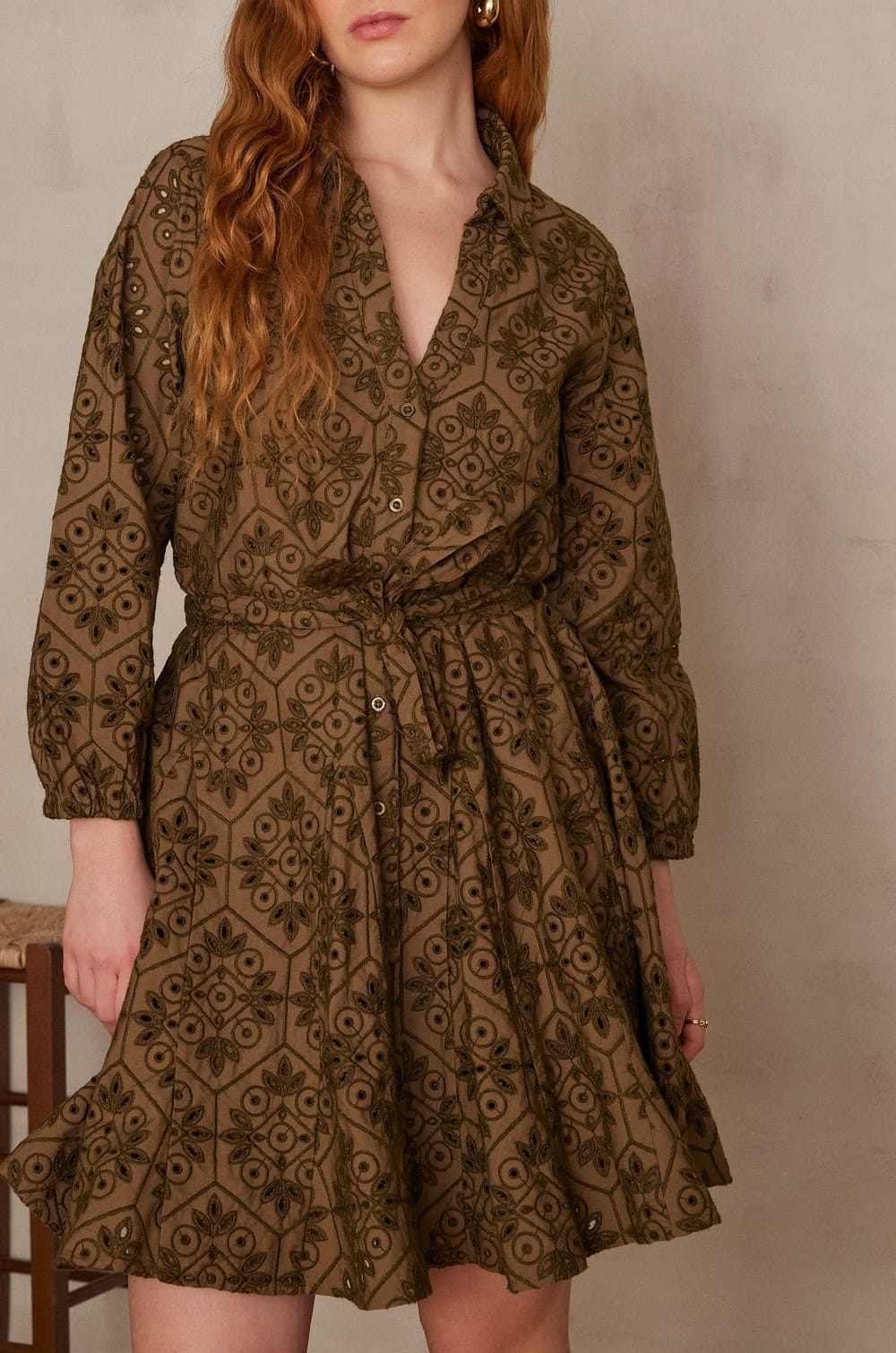 Robe LISE brod&eacute;e en coton;${refinementColor}