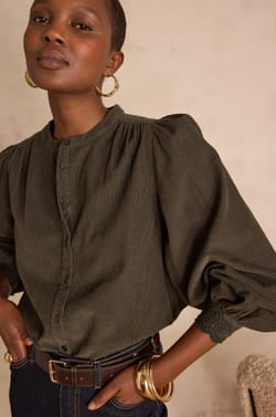 SENNA blouse in 100% cotton corduroy;${refinementColor}
