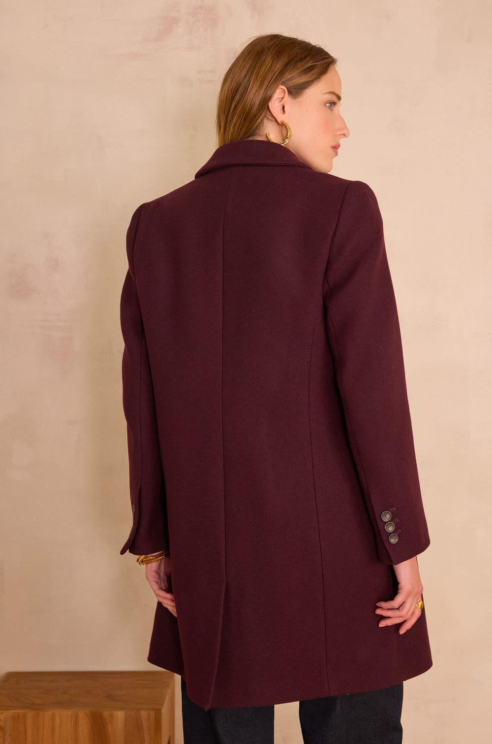ANABELLE mid-length coat in wool;${refinementColor}