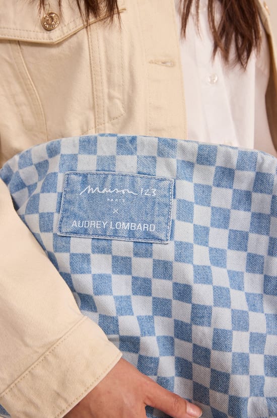 Pochette en jean &agrave; carreaux Audrey Lombard x Maison 123 SUZIE;${refinementColor}