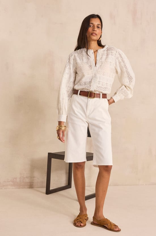 Bermuda en coton m&eacute;lang&eacute; RAYAN;${refinementColor}