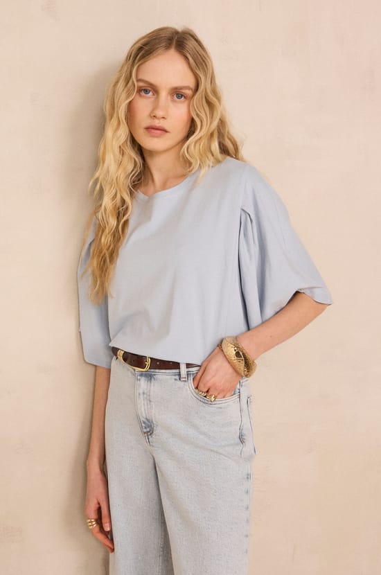 Short sleeve cotton t-shirt LOREEN;${refinementColor}