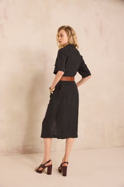 Straight linen flowy dress BETANIE;${refinementColor}