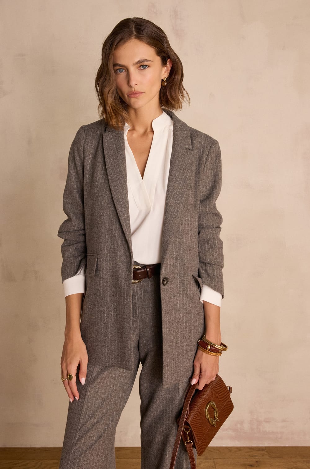 NELIA striped wool jacket;${refinementColor}