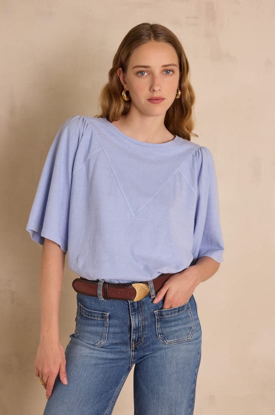 ANGELE T-shirt in hemp and cotton;${refinementColor}