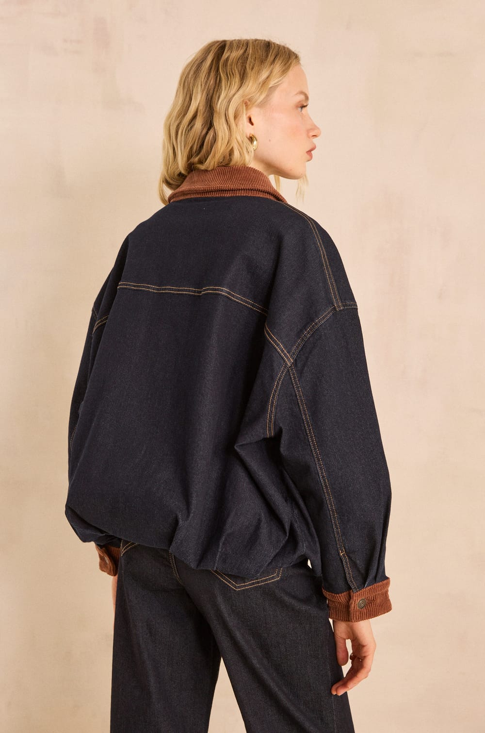 Denim and corduroy jacket in blended cotton BOB;${refinementColor}