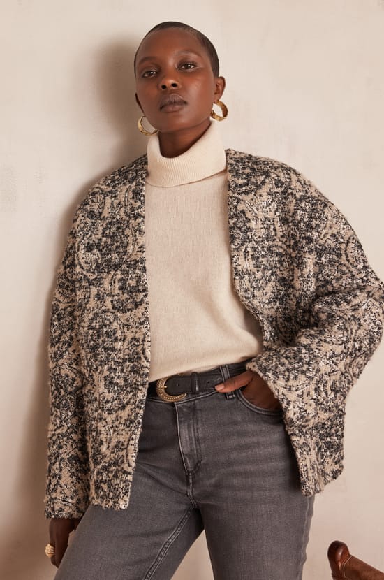 CAROLINE B Jacket in cotton tweed;${refinementColor}