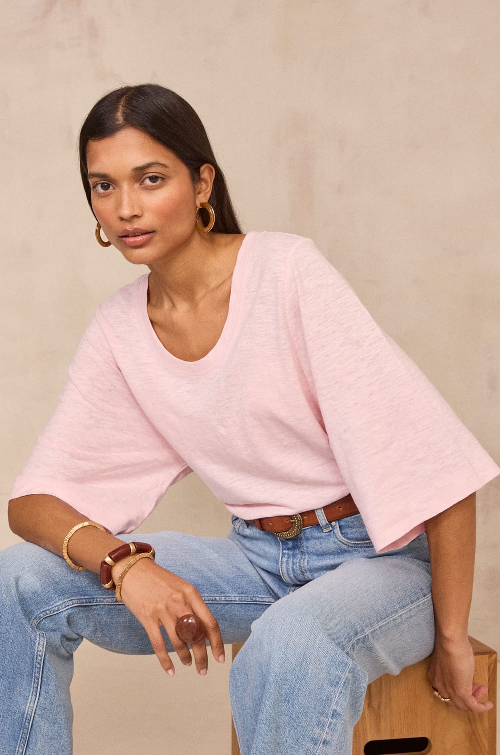 3/4 Sleeve Tshirt LIANA;${refinementColor}