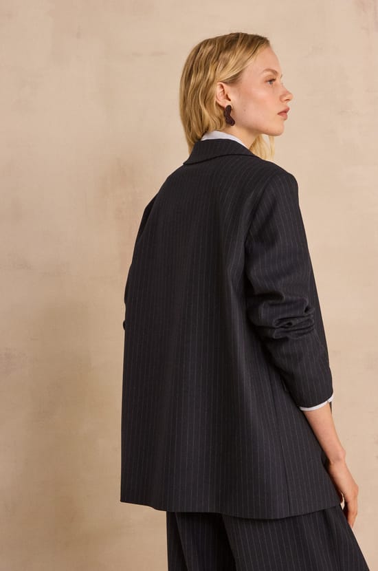 Nelia B Striped Long Sleeve Polyester Blend Jacket;${refinementColor}