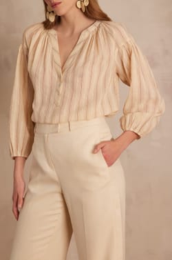 PRUNE Striped Cotton Blouse;${refinementColor}