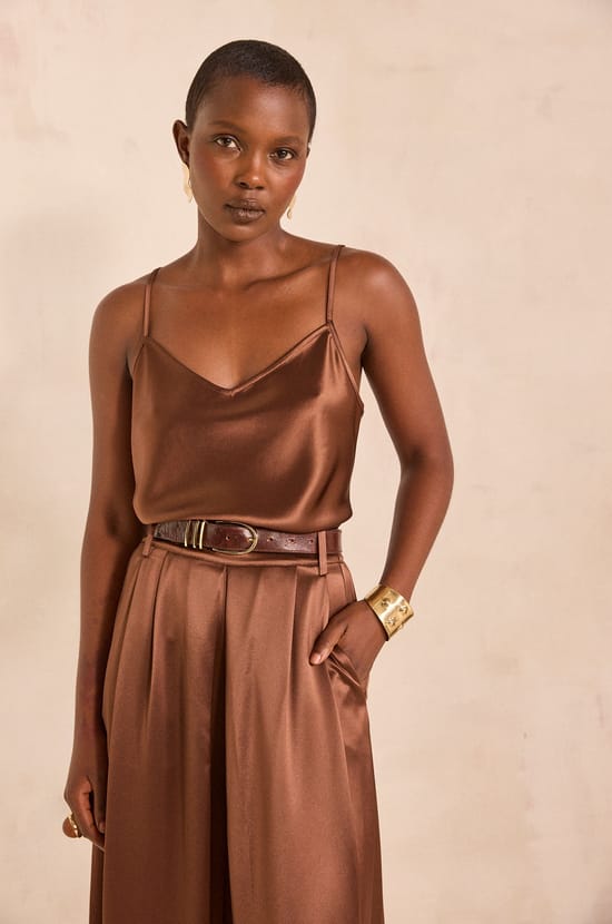 Satin top with thin straps MARJOLAINE;${refinementColor}
