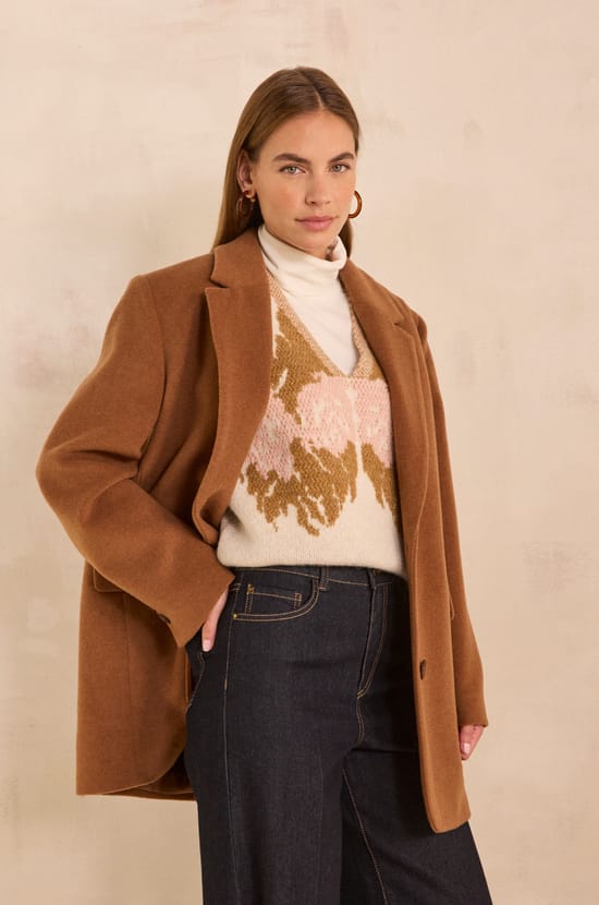 Manteau en laine &agrave; manches longues CALYPSO;${refinementColor}