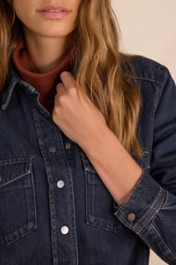 SOLANGE denim effect shirt in 100% cotton;${refinementColor}