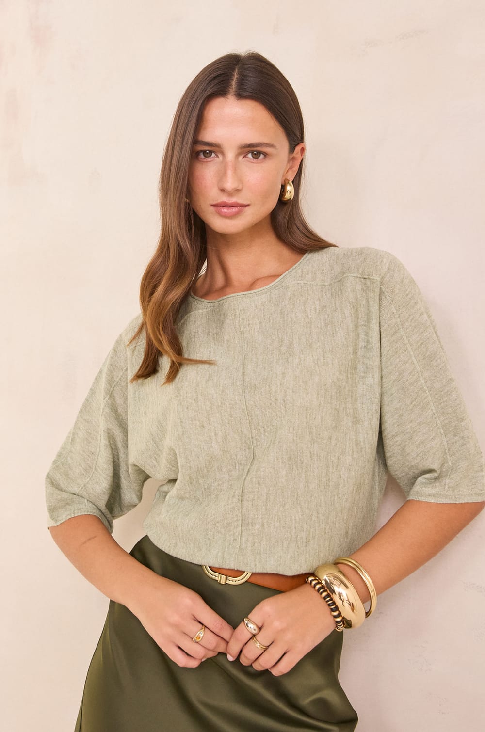 PRESTON 3/4 sleeve jumper;${refinementColor}