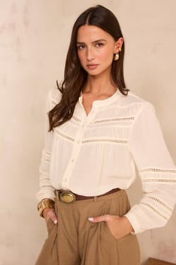 MAYA long-sleeve embroidered blouse;${refinementColor}