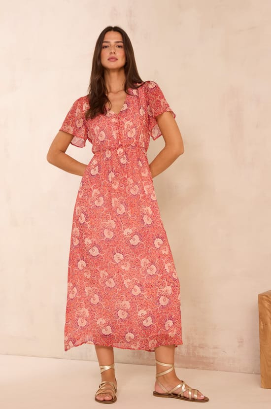 Flowing printed dress PRUDENCE;${refinementColor}