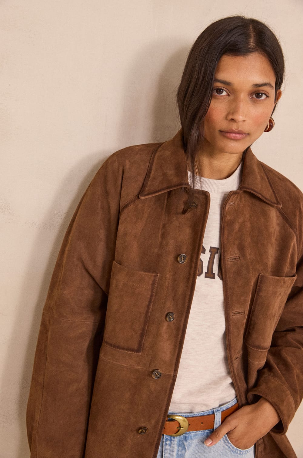 Unisex long-sleeve suede jacket SUBTIL;${refinementColor}