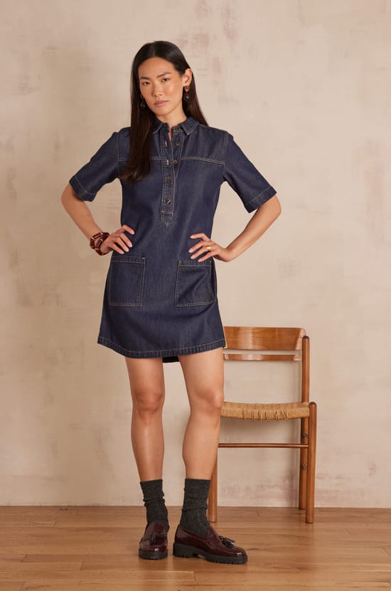 Robe RITA en coton denim;${refinementColor}