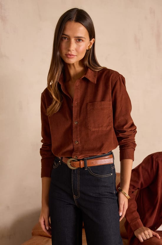 Unisex corduroy shirt INTREPIDE in 100% cotton;${refinementColor}